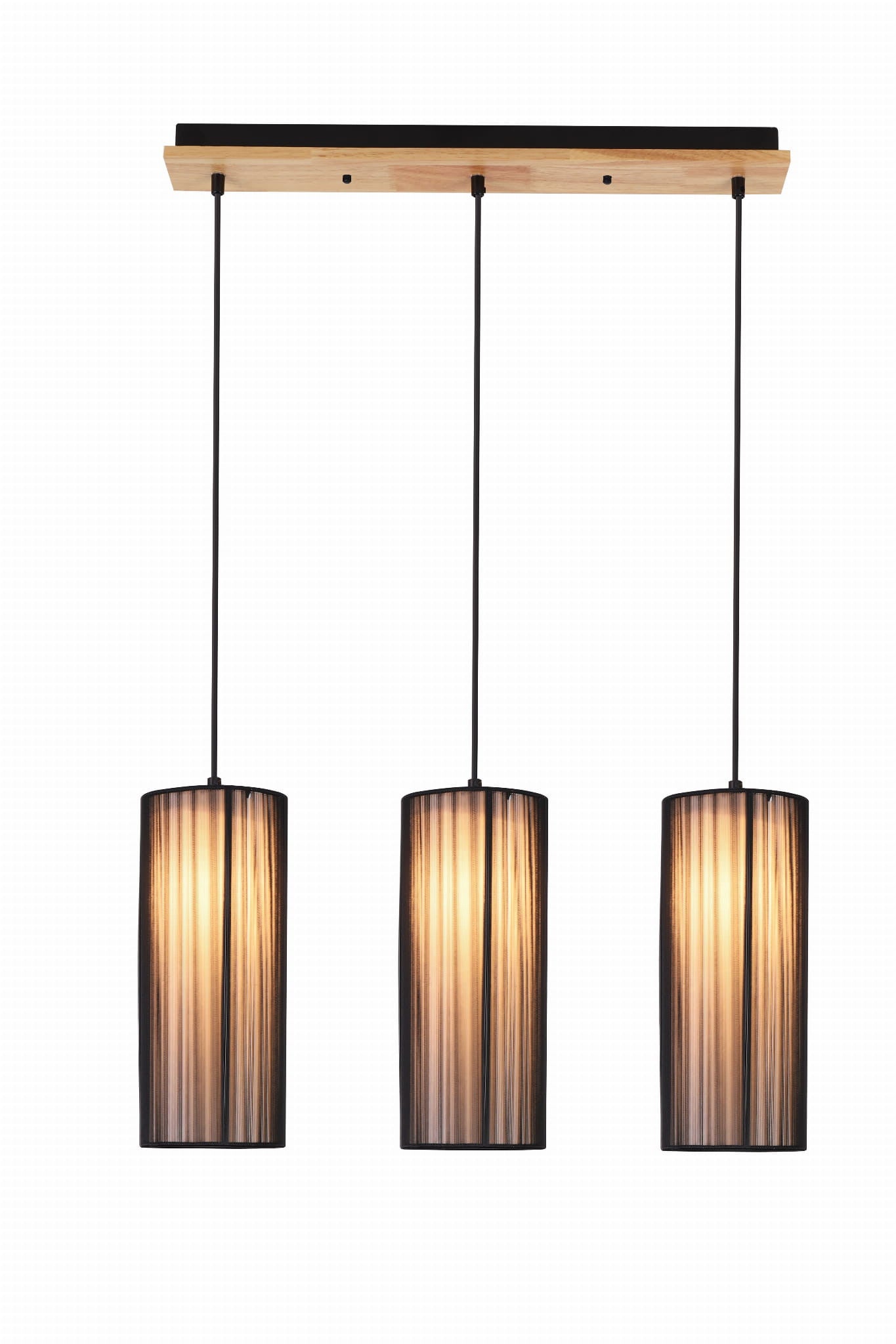 Lampa sufitowa wisząca Kioto czarna 3xE27x40W wym: 120 x 12 x 60 cm tkanina Candellux