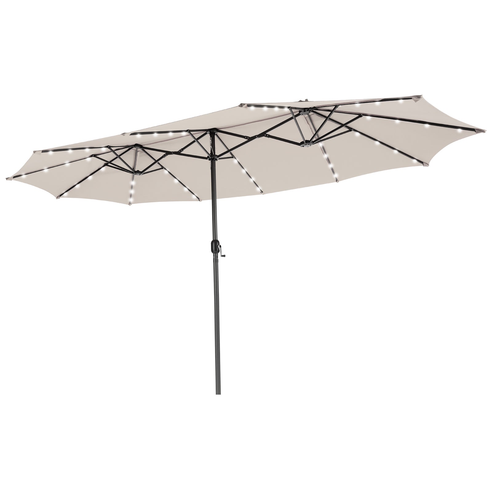 COSTWAY Parasol Jardin Double 470x280 Cm Avec 48 LED Solaires - Extra Large Avec Manivelle