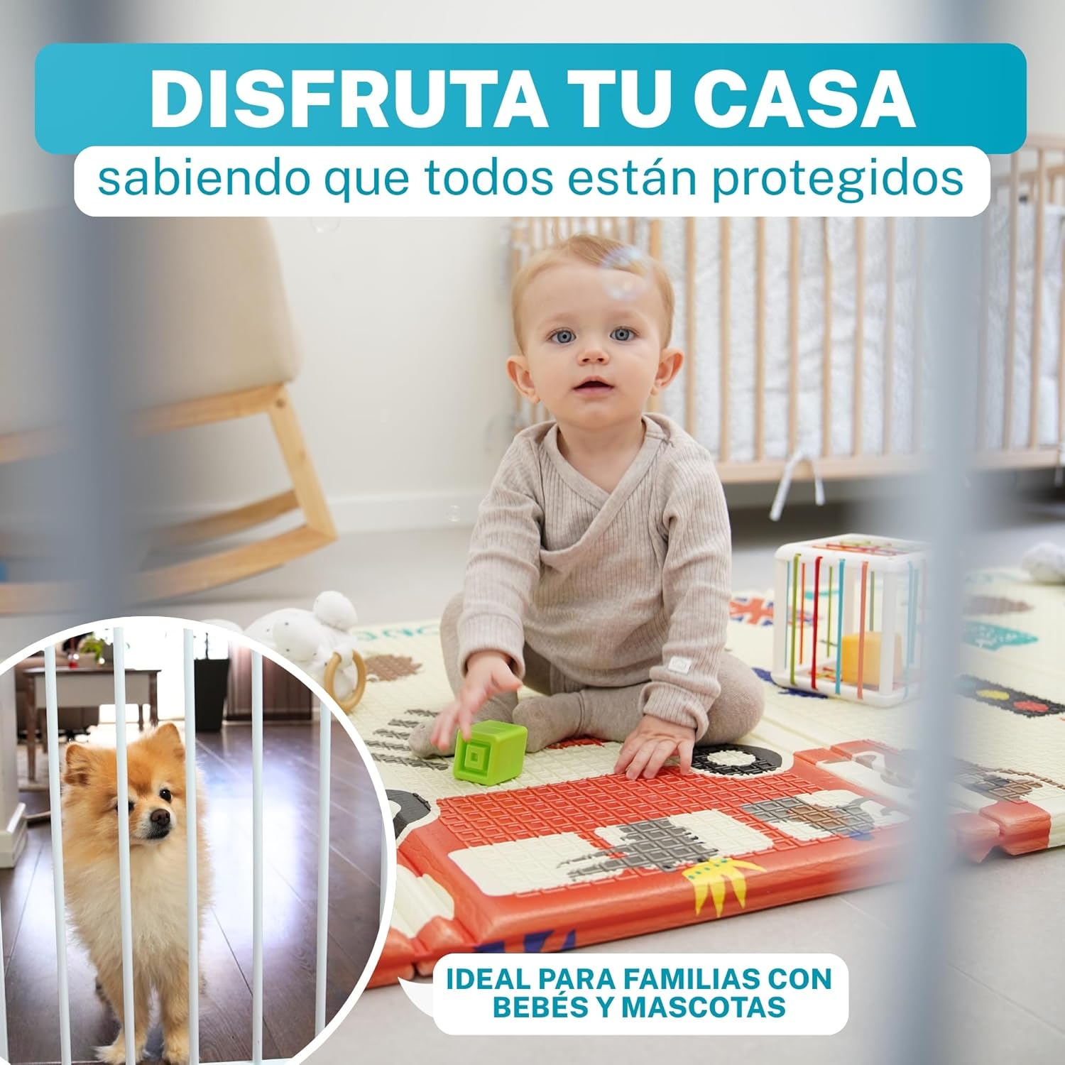 ALMAR Baby Barrera de Seguridad 67-74cm Blanco | Facil Montaje sin Tornillos para Puertas, Pasillos o Escalera para Niños o Mascotas - 7
