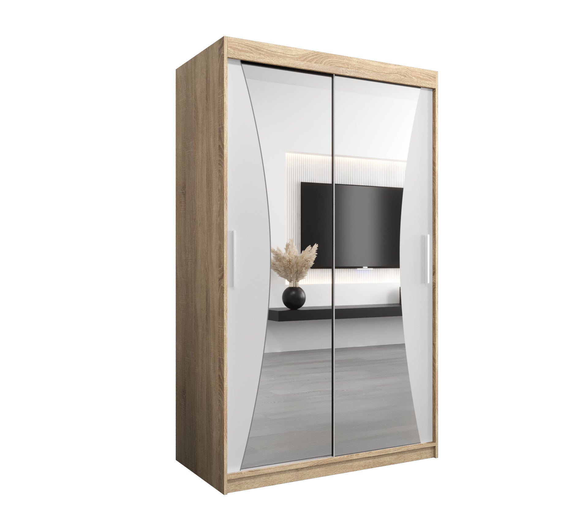 Szafa przesuwna garderoba MONACO 120 x 62 x 200 cm Sonoma + Biały - Abiks Meble