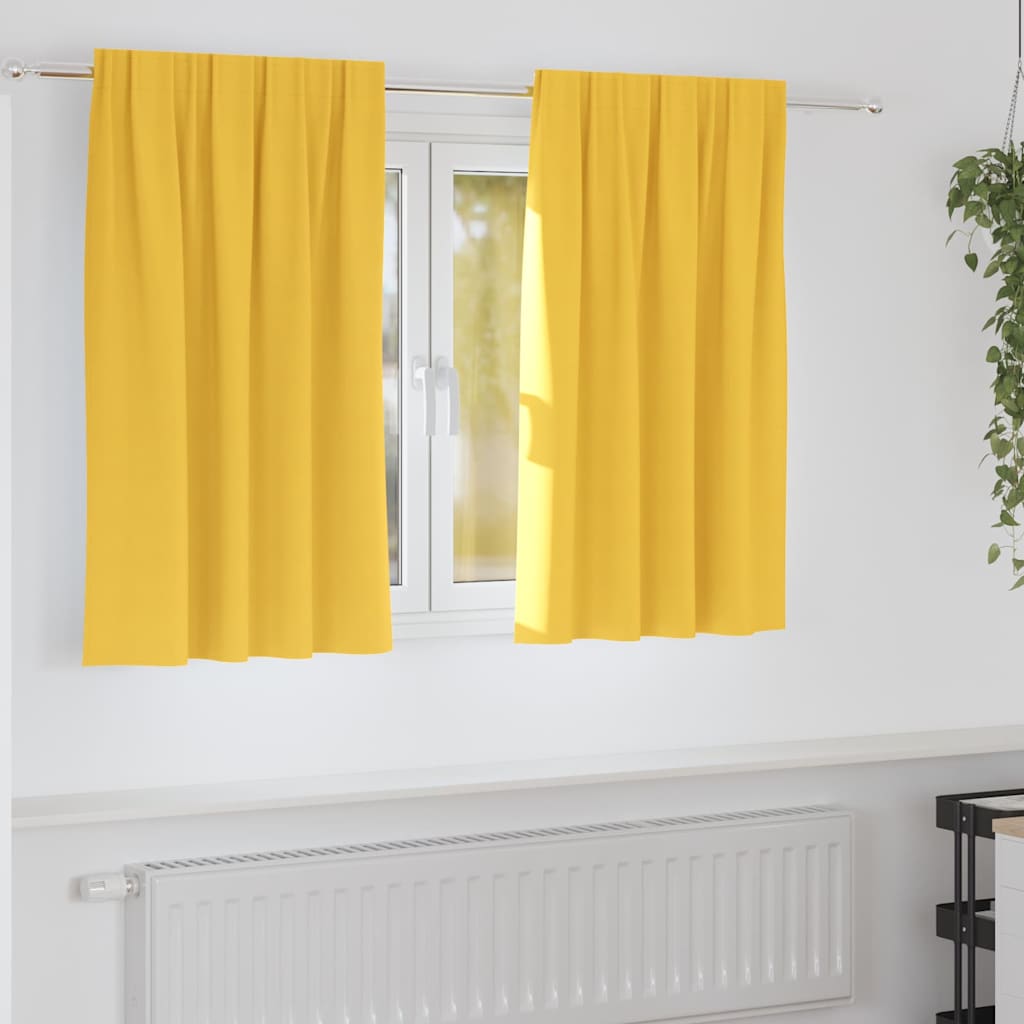 Firany blackout z kółkami 2 pcs Musztardowy Żółty 140 x 140 cm vidaXL