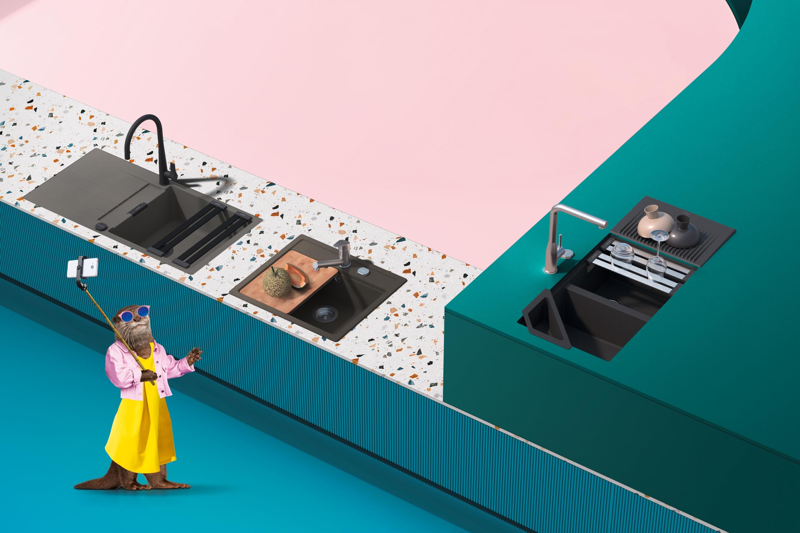 SCHOCK | Lavello Cucina Lithos N200S 2 Vasche Small, Materiale Cristalite®, Nero Assoluto, 790x500mm - 4