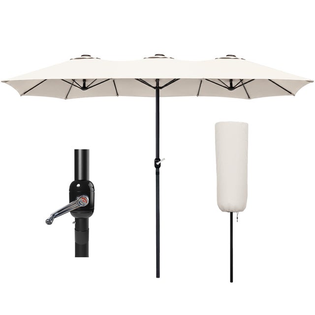 Parasol Jardin Double Aluminium 270 x 460 cm beige VOUNOT®