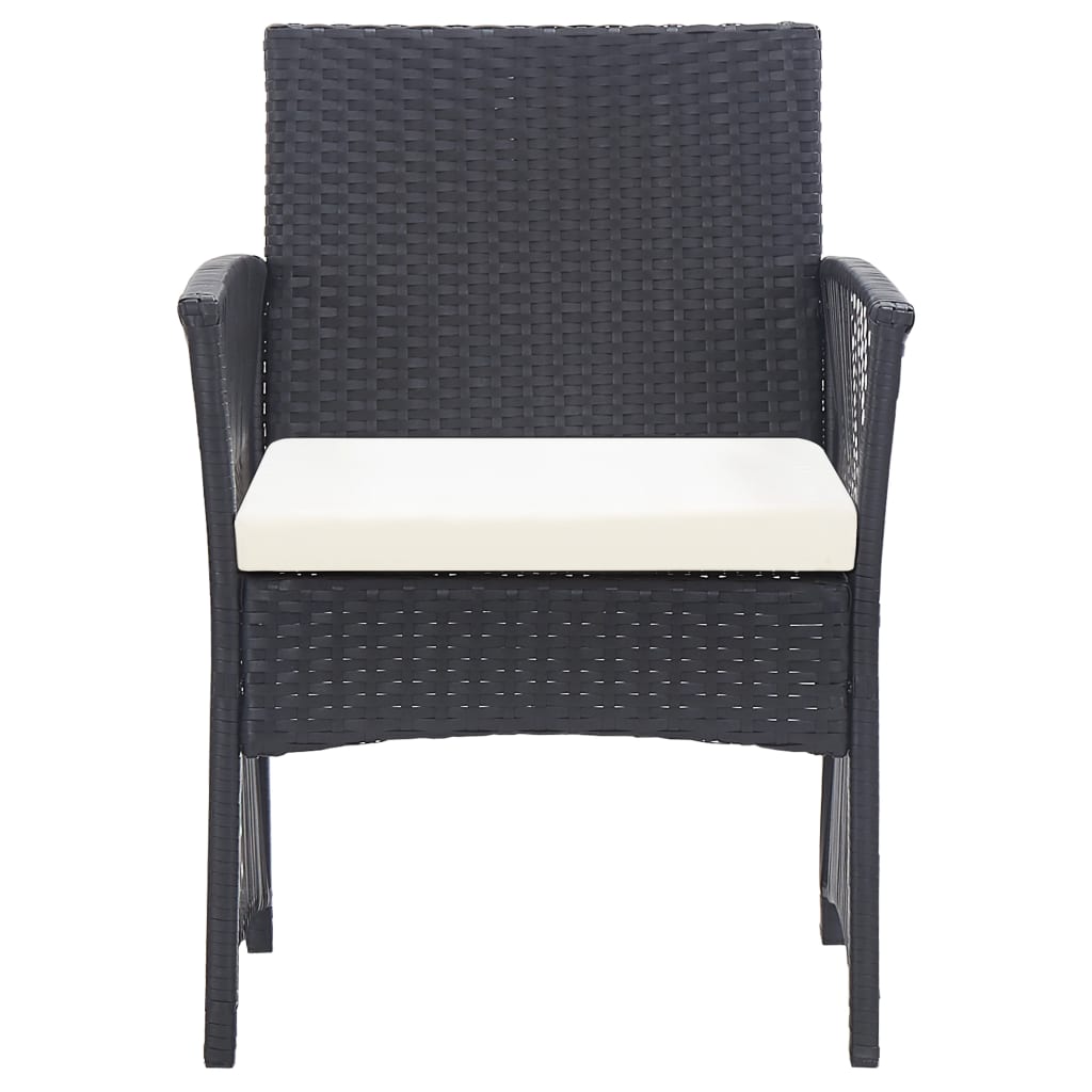 Mobili da giardino mobili da esterno Set di mobili da 4 pezzi con cuscino in resina intrecciata nera 02_0 02_0016075 - 7