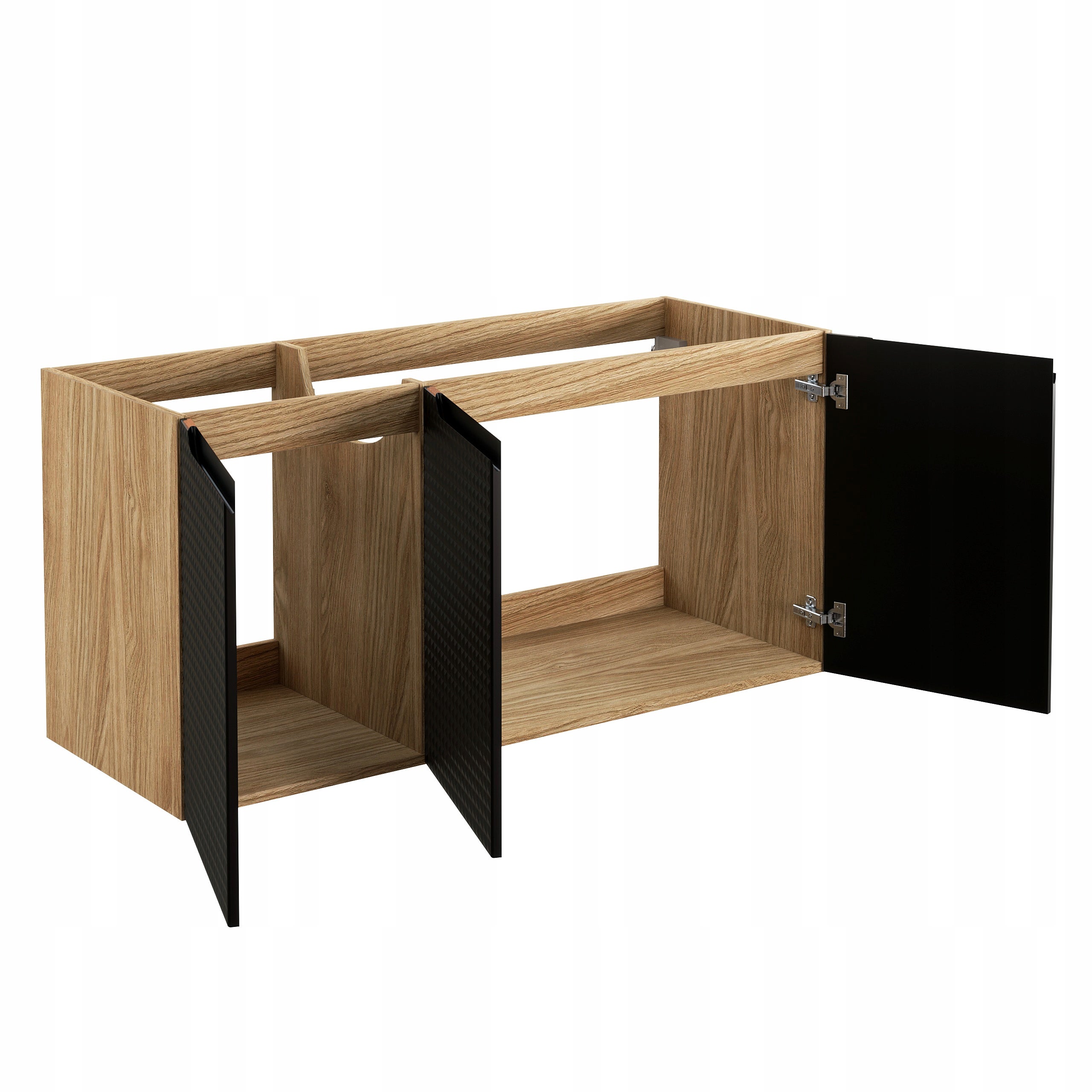 Szafka łazienkowa LUXOR 120 cm czarna dąb olejowany front 3D MDF wisząca - 5