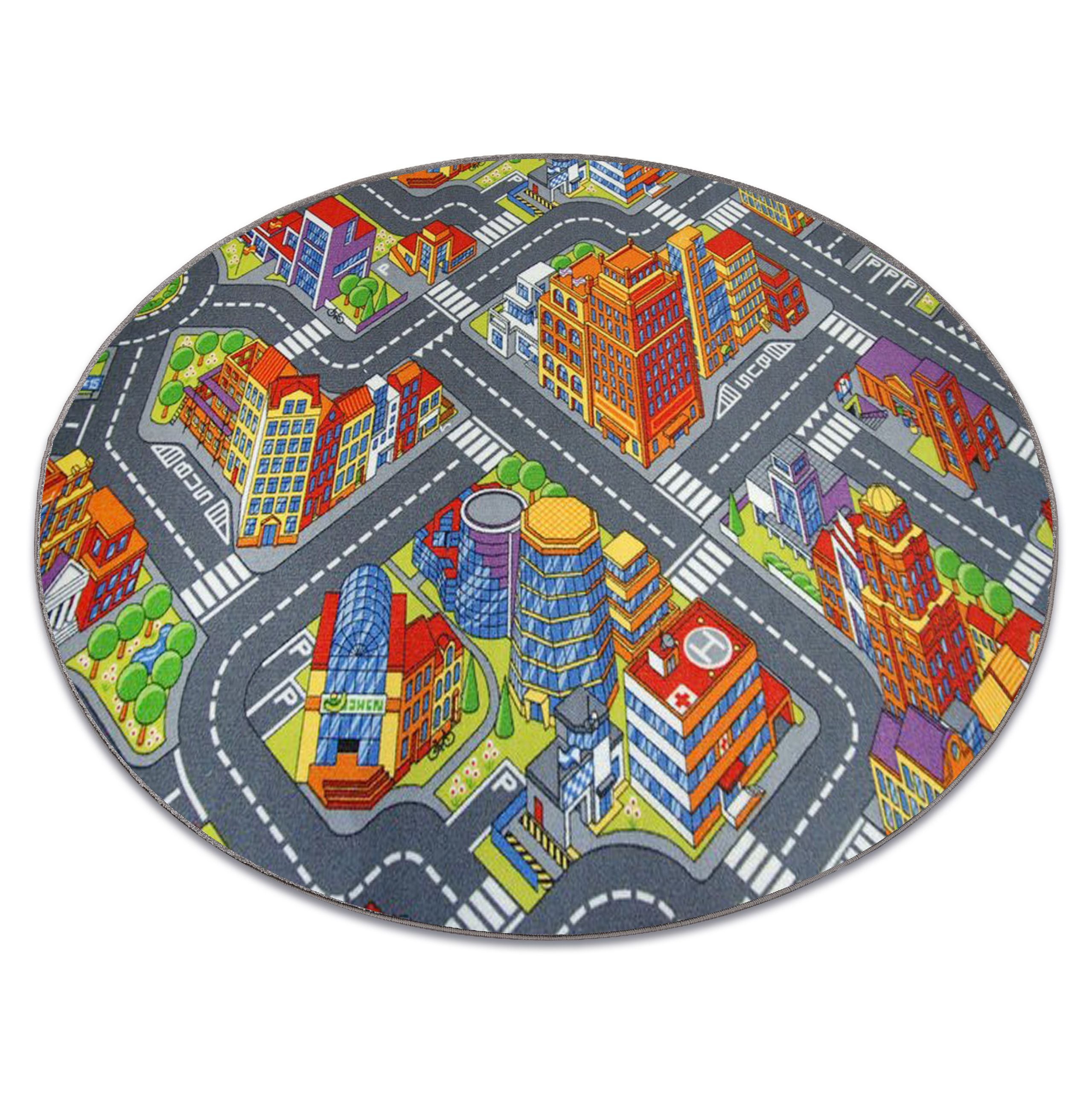Dywan dziecięcy ULICZKI BIG CITY koło szary koło 150 cm