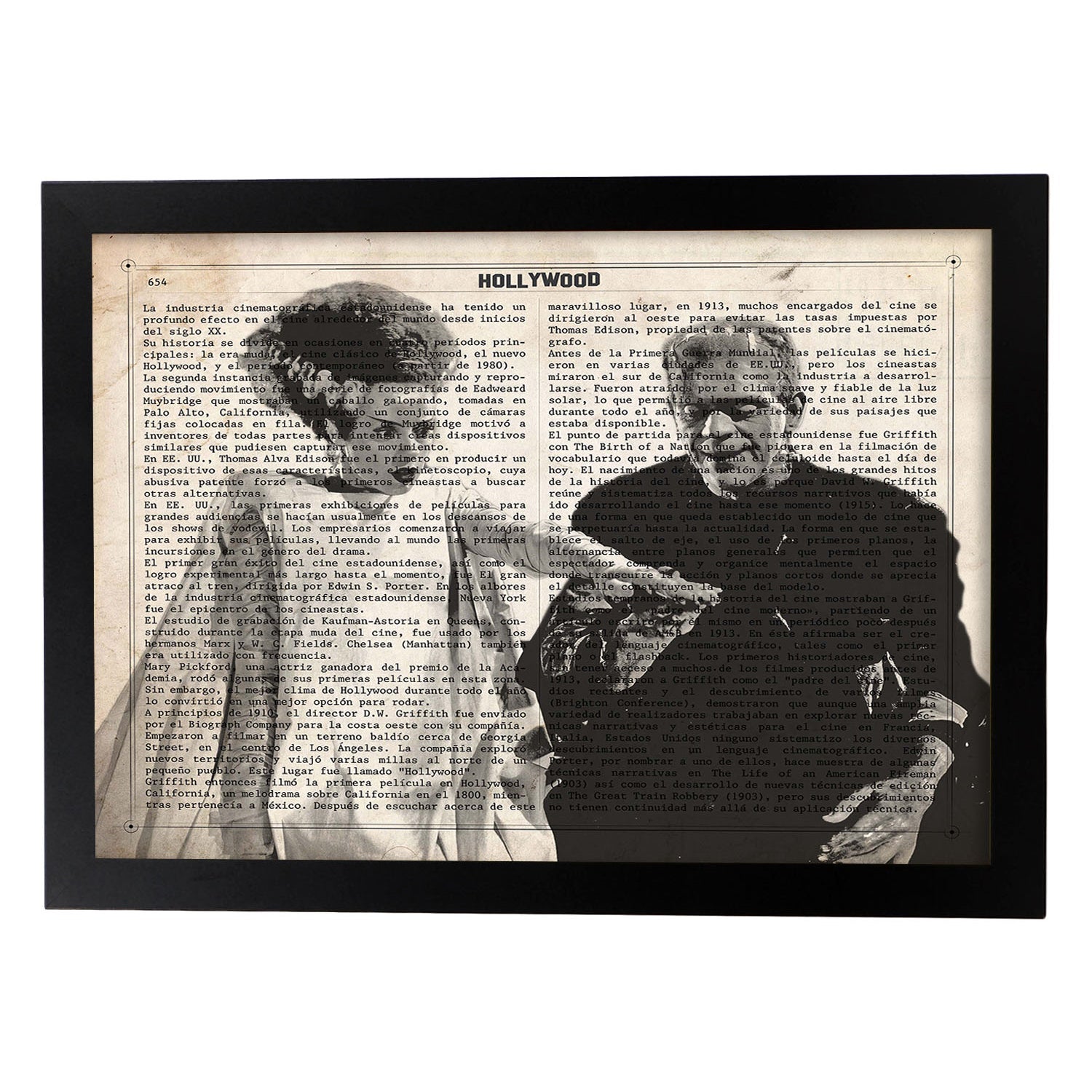 Lamina vintage pelicula la novia de frankenstein sobre definicion de hollywood marco blanco - a3