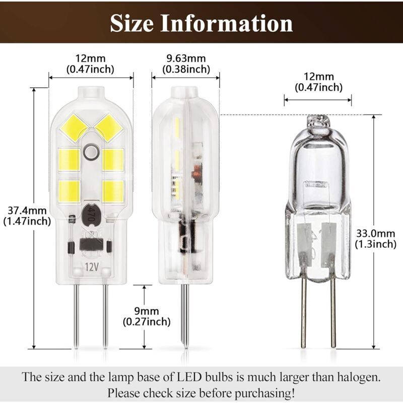G4 LED 1.5W Ampoule, 120LM, AC/DC 12V Ampoules d'éclairage Équivalent à 20W halogène, blanc chaud 3000K, Non dimmable, Lot de 10 - 4