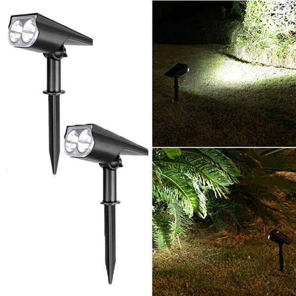 2 SZT. Lampa solarna zewnętrzna, Reflektor solarny, Wodoodporny reflektor LED IP65, Zimna biel