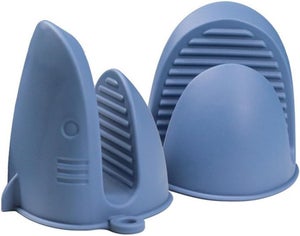 THQAE 2 Pezzi Presine Silicone per Cucina, Mini Guanti da Forno Antiscivolo, Resistenti al Calore, Ideali per Cucina, Barbecue e Cottura (Nero e Rosso