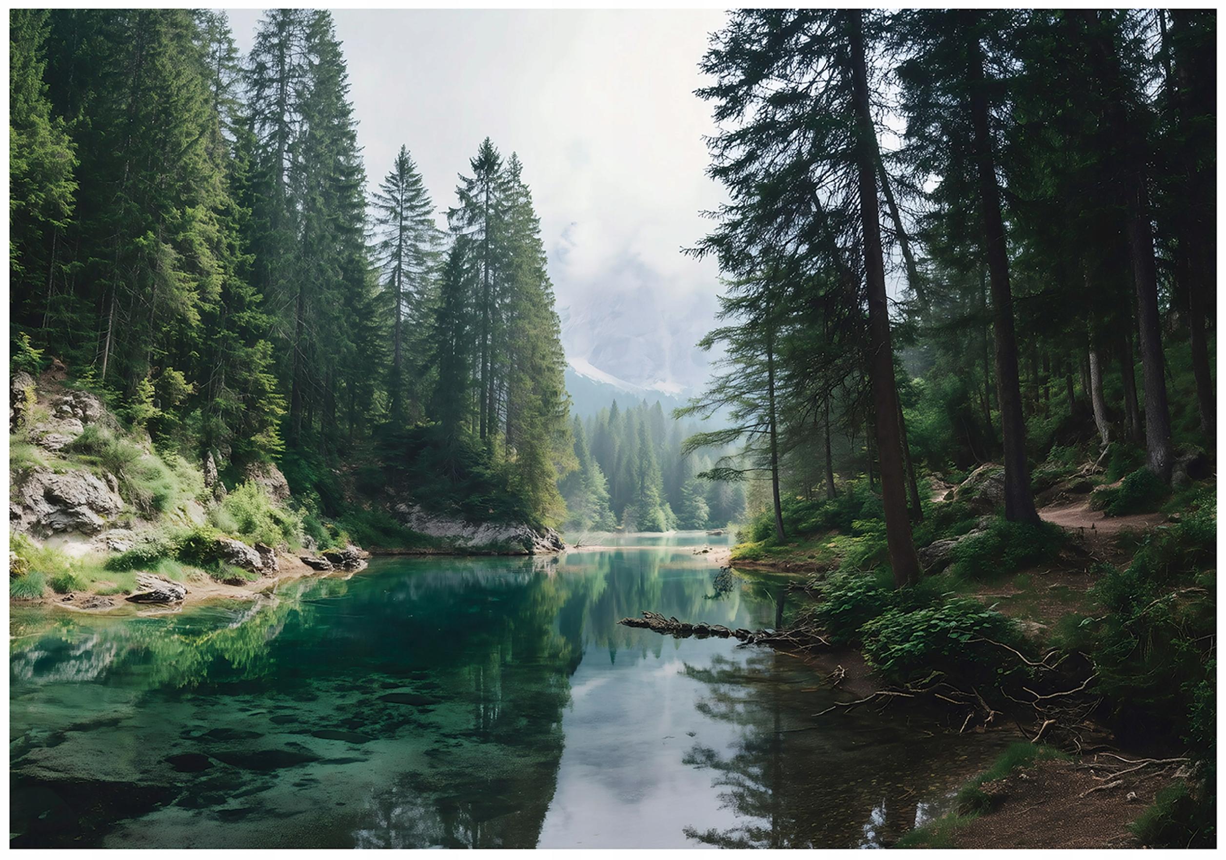 Fototapeta Las Jezioro Natura 350x250 cm Tapeta Do Sypialni Salonu Kuchni Na Flizelinie