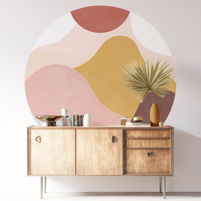 Okrągła samoprzylepna naklejka ścienna dekoracyjna - Boho - Folia samoprzylepna + laminat MATOWY - Średnica 130 cm