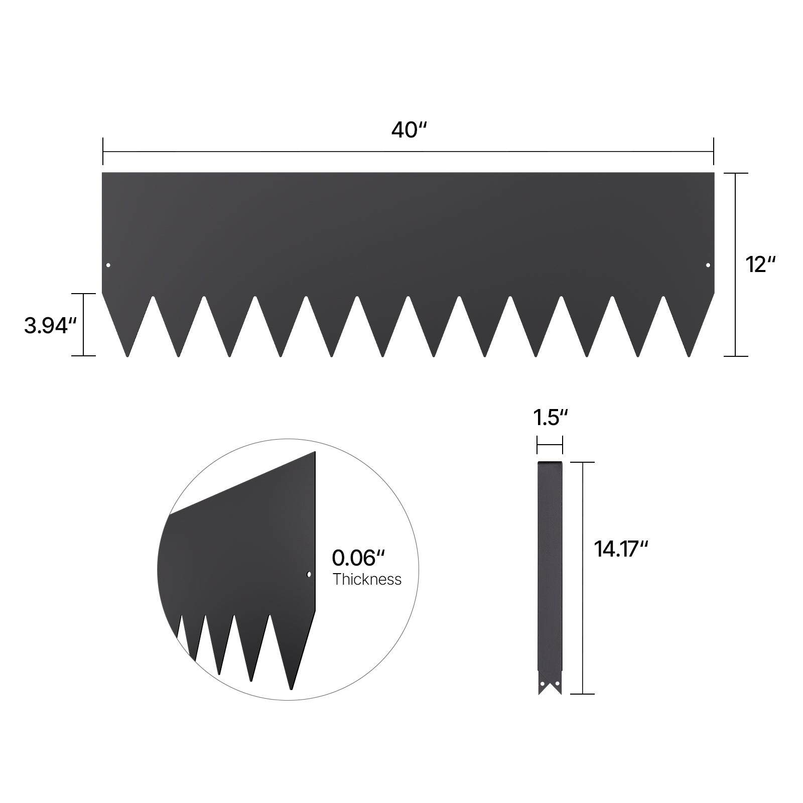 Lot de SucceBuy 4 bordures de jardin en acier,1016x304,8 mm,résistantes à la rouille,faciles à installer,pour délimiter les chemins coloris noir - 2