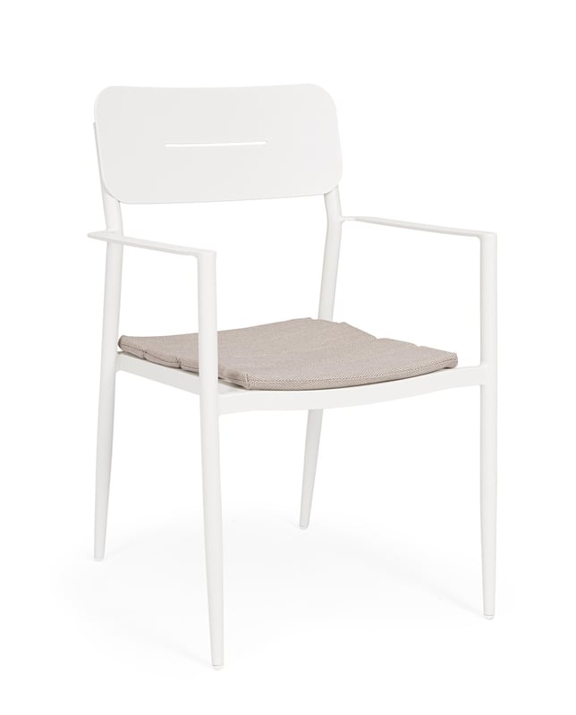 Krzesło aluminiowe "NEBULA" z podłokietnikami i poduszką, do ogrodu i na werandę.