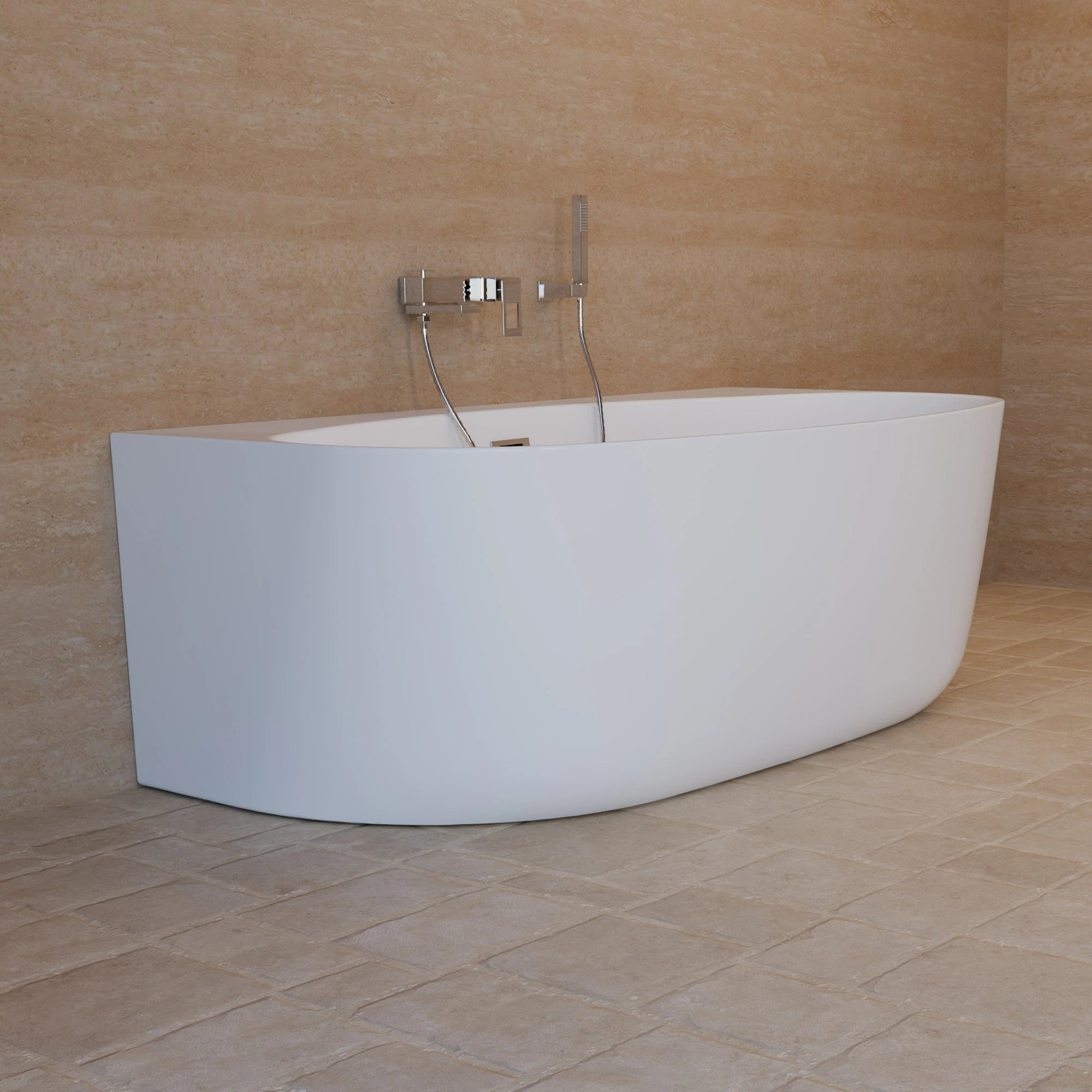 Baignoire Semi-îlot Murale Magic 170 Blanche 170 X88 X58 Cm, By Spalina - 6