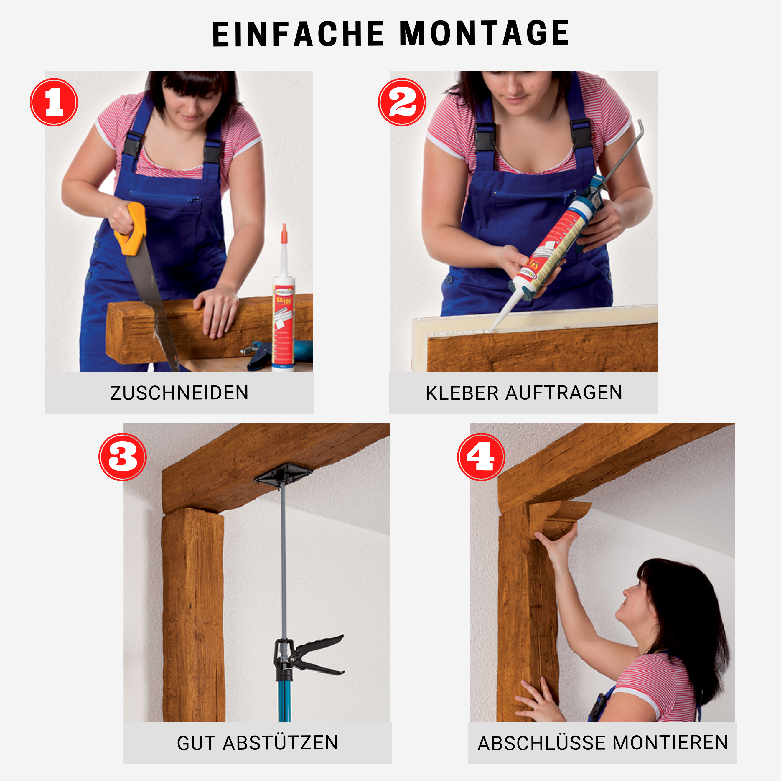 Console pour poutres de plafond 12x12cm Console PU Console pour poutres PU Rustique - 5