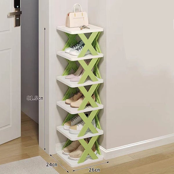 Wielofunkcyjny, wzmocniony, składany regał na buty stojący, organizer do przechowywania butów, 6 warstw - kolor - 26*24*81.5 cm