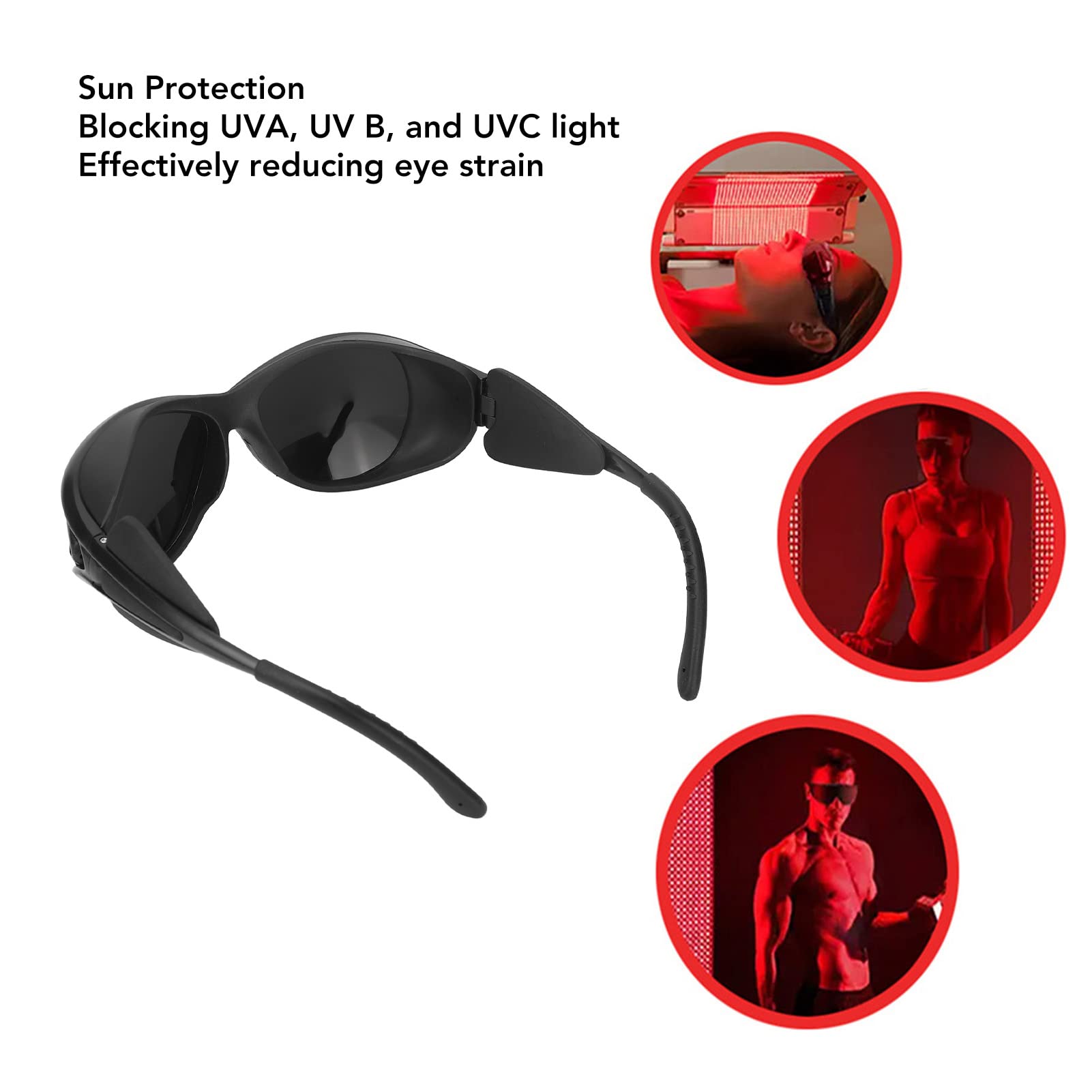 Lunettes de protection oculaire contre LED rouge, infrarouge et UV. Equipées de cloisons en caoutchouc, adaptées au bronzage et aux travaux laser. - 2
