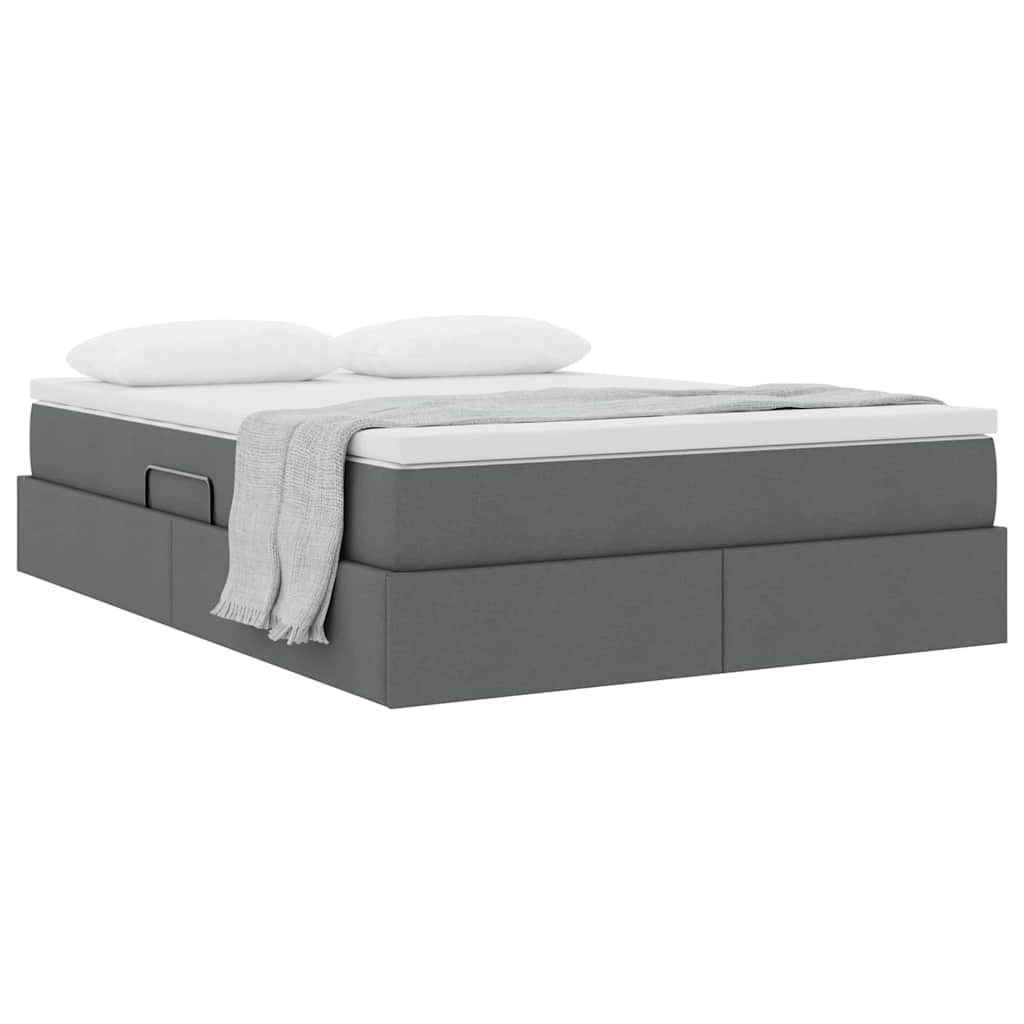 Lit avec rangement et matelas gris foncé 140 x 200 cm polyester - 3