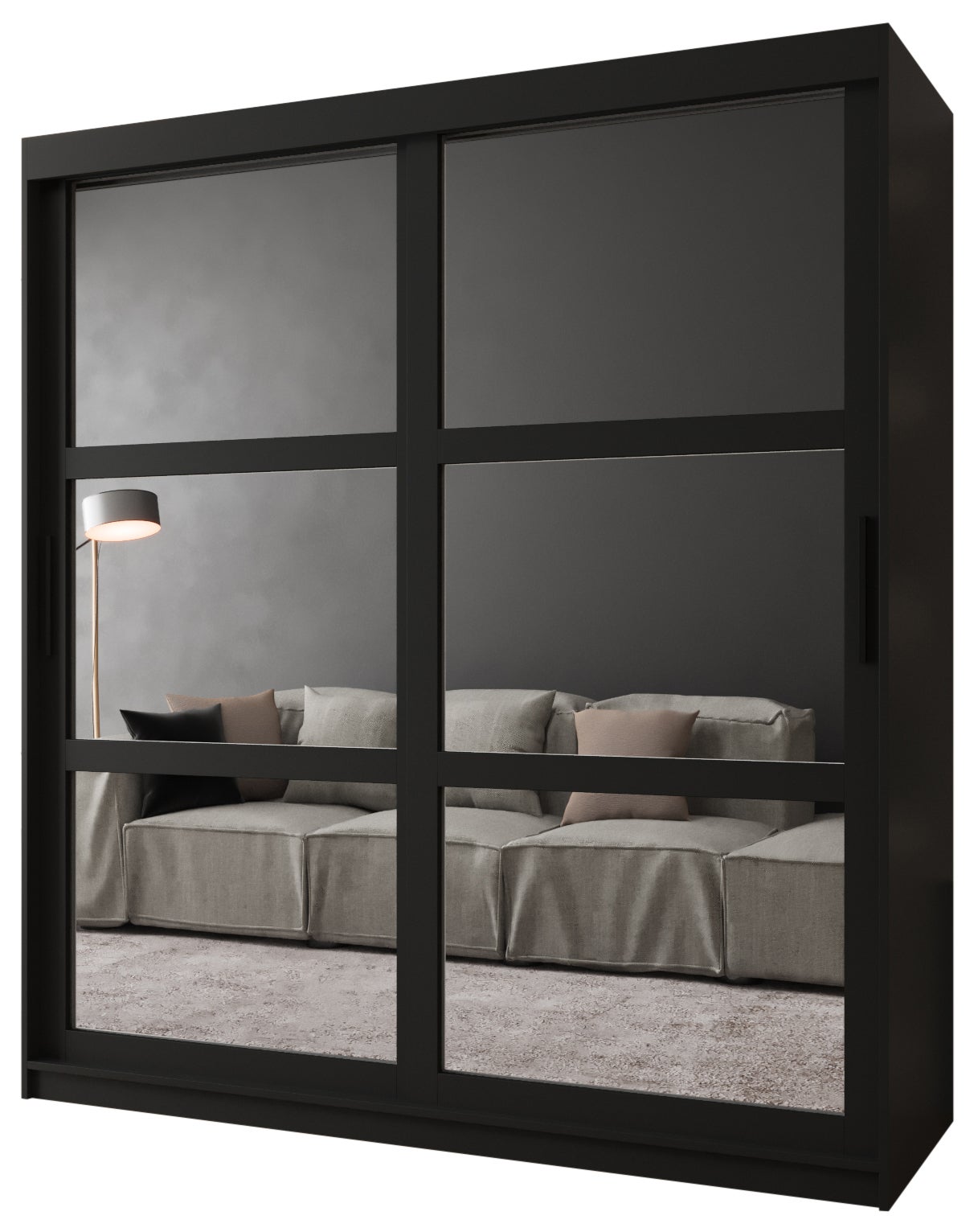 Szafa przesuwna garderoba MIROR 180 x 62 x 200 cm Czarny - Abiks Meble