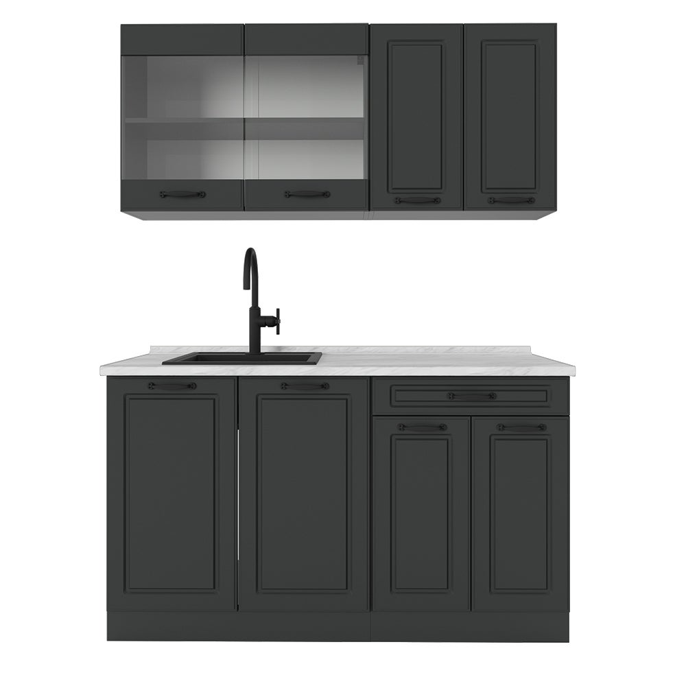 Cuisine R-Line, 140 cm , PT Anthracite, Anthracite maison de campagne