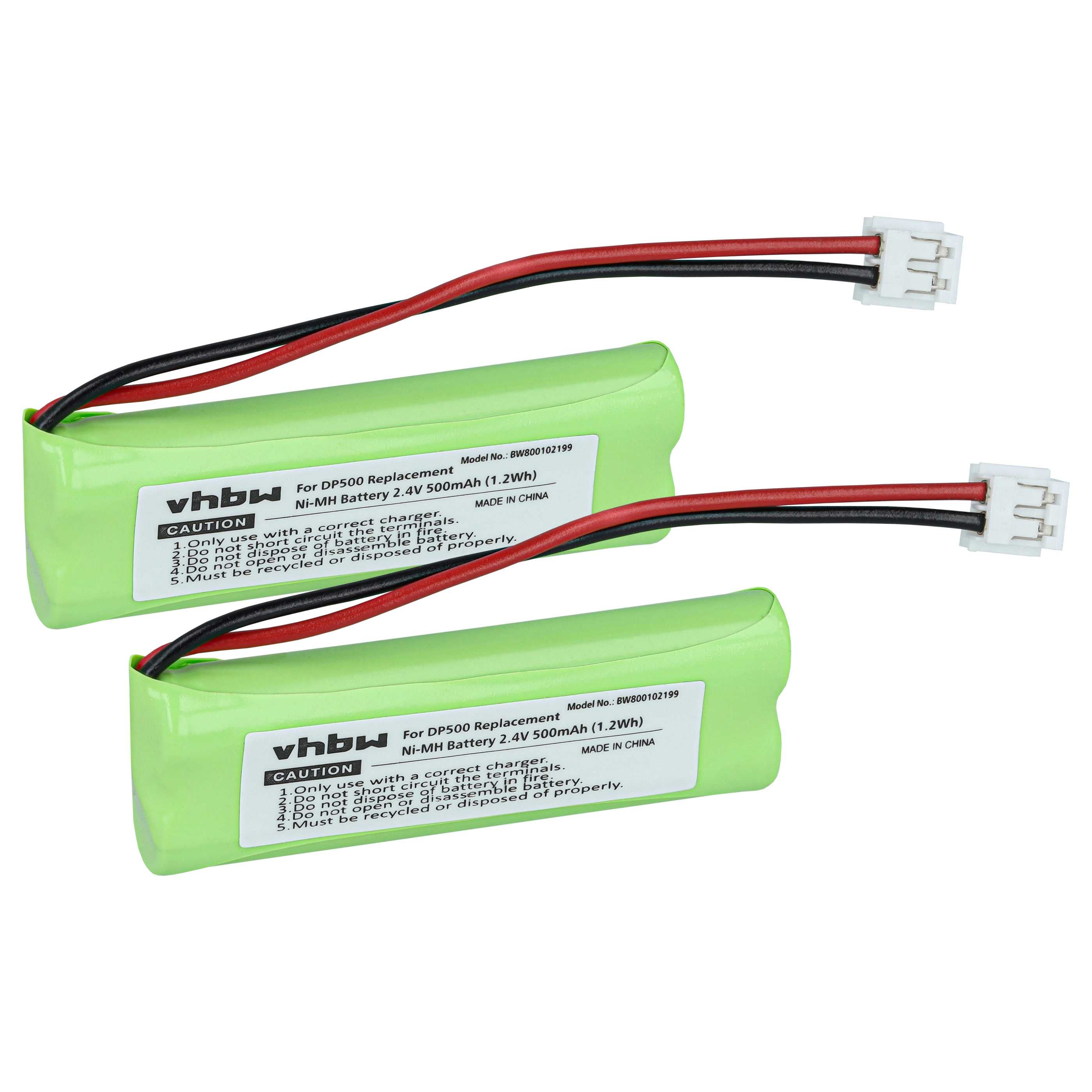 Vhbw 2x Ni-MH Batterie 500mAh (2.4V) Pour Téléphone Fixe