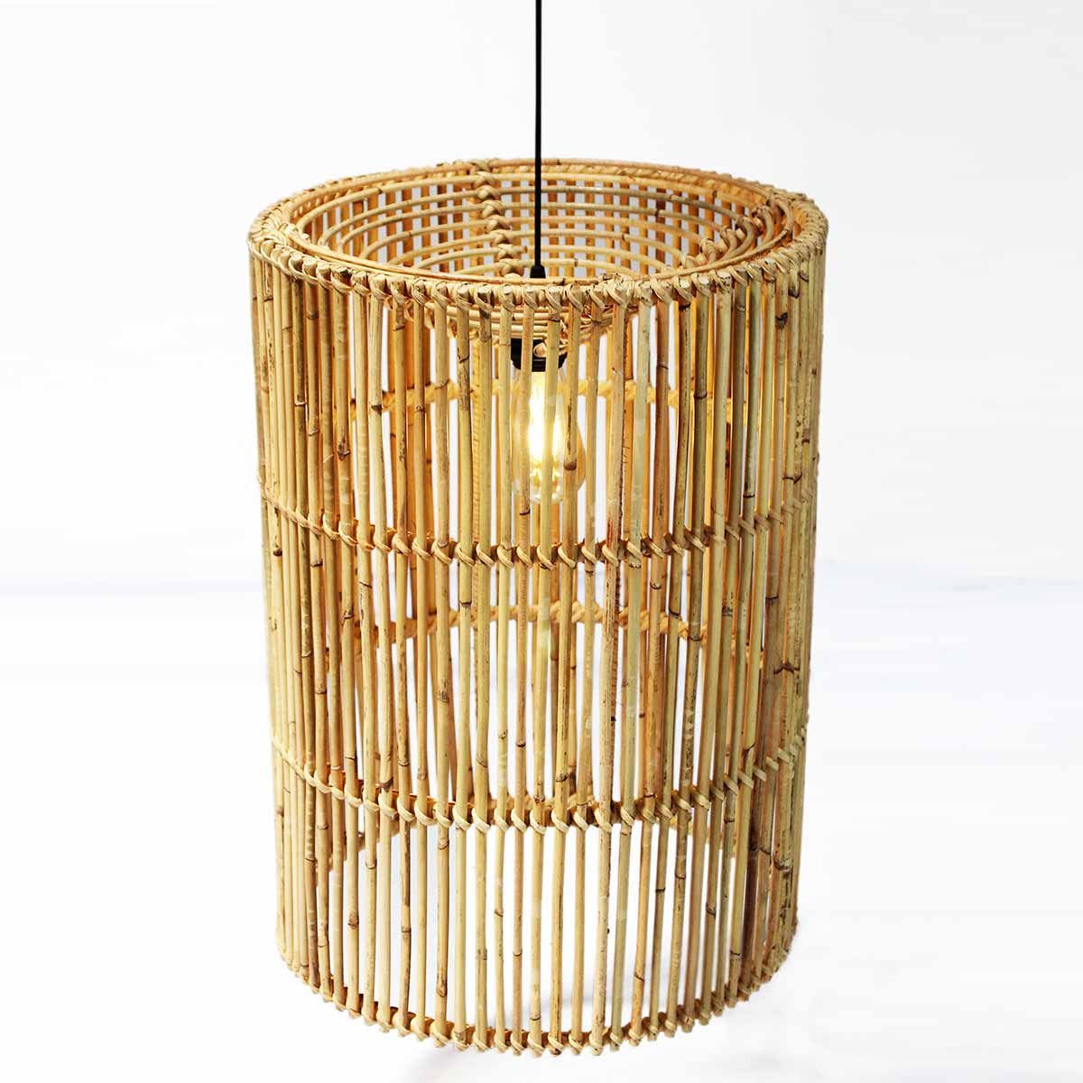Suspension rotin naturel - Beige - Rotin - Diamètre 44 Hauteur 60 cm - 2