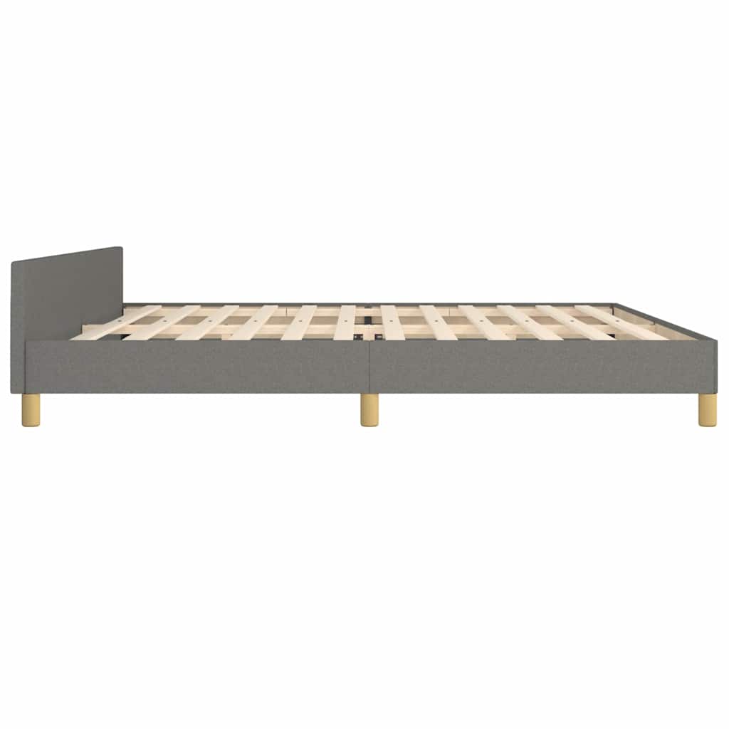Cadre de lit sans matelas gris foncé 200 x 200 cm tissu - 6