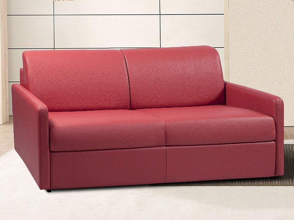 Canapé 4 places convertible express en simili blanc - Couchage à lattes larges 160 cm - Matelas 18 cm CALIFE - 5