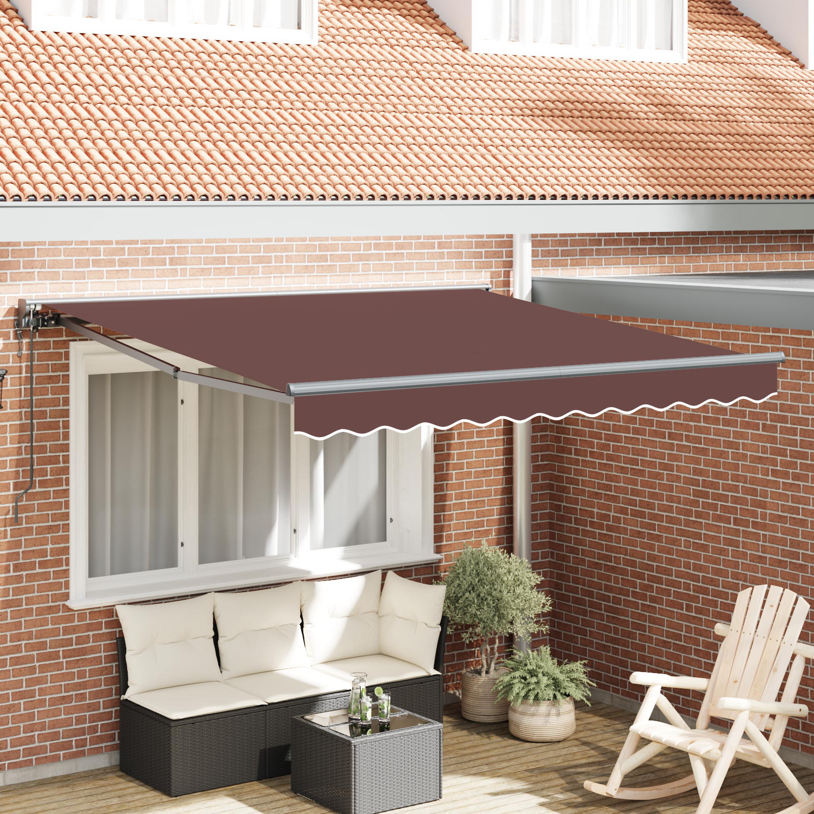Rama markizy Brązowy 300 x 250 cm Poliester z powłoką PU vidaXL