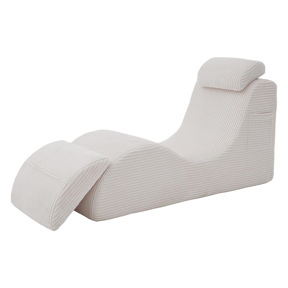 Fauteuil moderne design unique ergonomique mousse élastique pour confort quotidien coussin assise amovible poche latérale Beige - 3