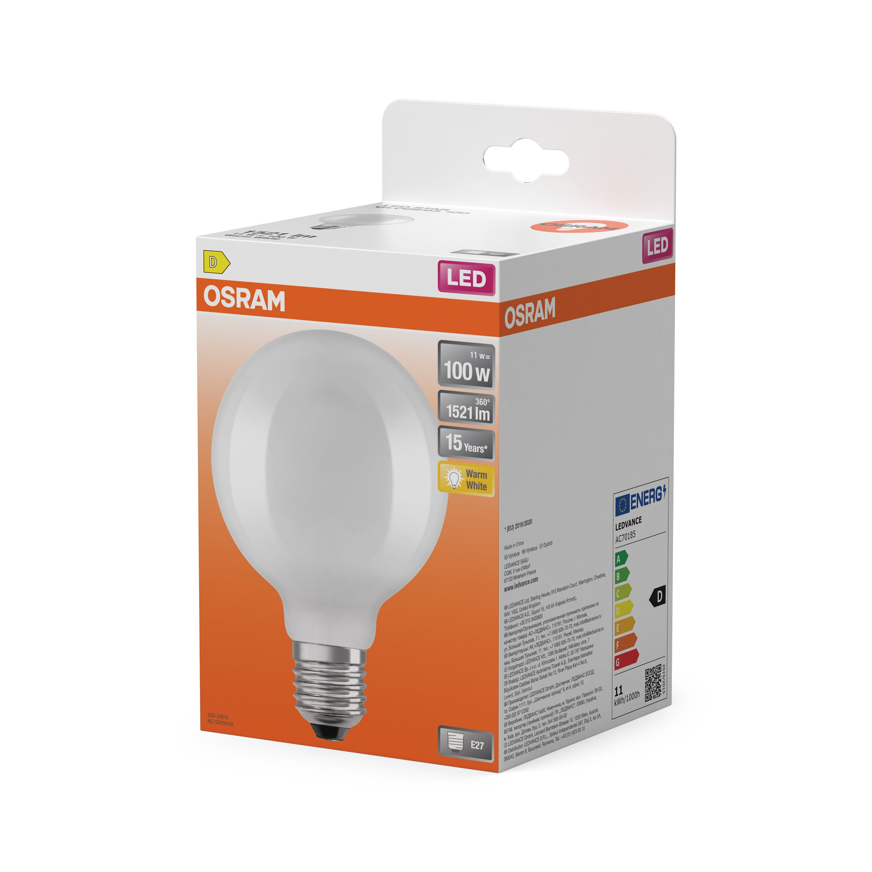 OSRAM Lampe LED Star Globe95 Filament 11 W 827, blanc chaud 2&nbsp;700 K, E27, mate, 1&nbsp;521 lm, 15&nbsp;000 h, angle de 360° - 2