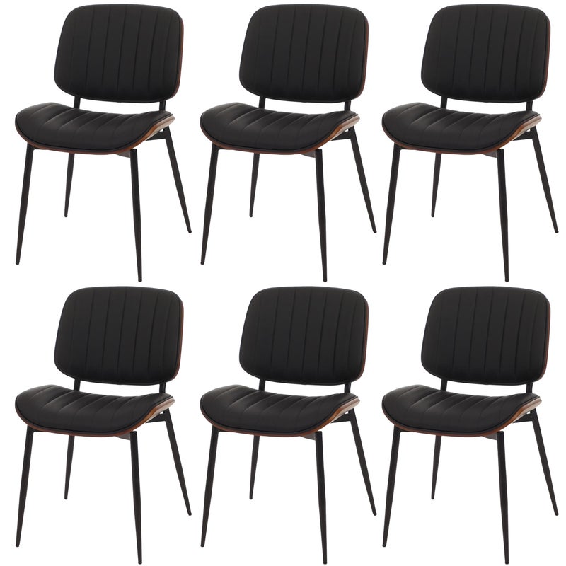 Zestaw 6 krzeseł do jadalni HWC-O44, krzesło kuchenne, drewno gięte imitacja skóry Oeko-Tex MVG ~ orzechowy wygląd, czarne