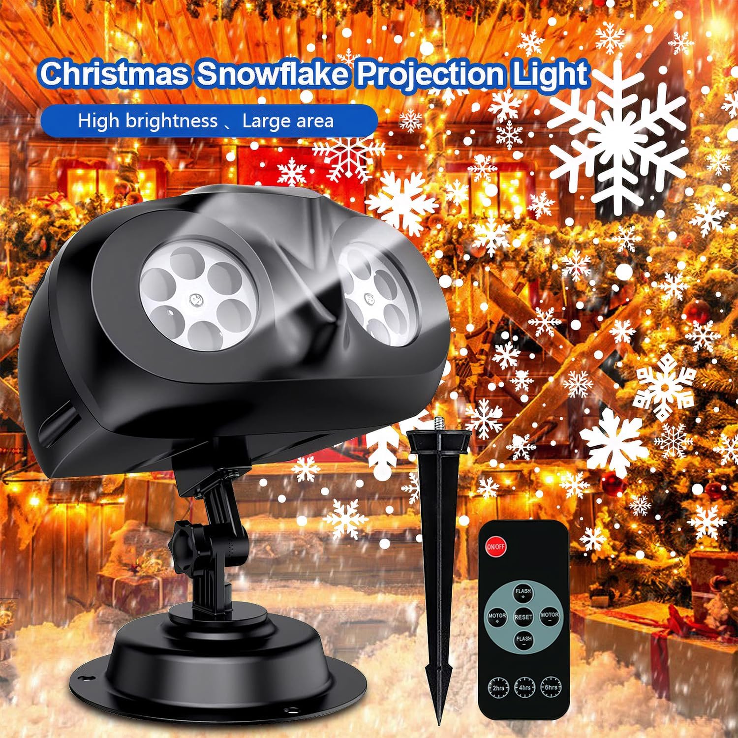 Luci del proiettore del fiocco di neve all'aperto, luci di Natale a led all'aperto, luci di proiezione nevicate impermeabili per decorazioni di Natale[LL-049-03