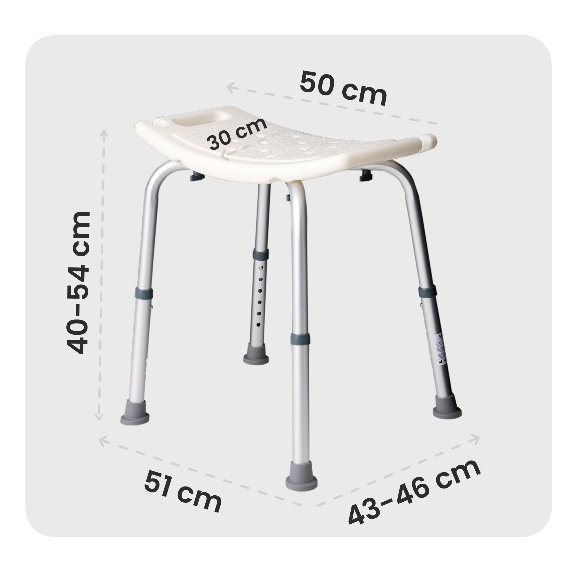 AREBOS Siège de Douche Tabouret de Douche | à Hauteur Réglable | Chaise de Douche | Aluminium | en Plastique HDPE | Rectangulaire | Montage Facile - 9