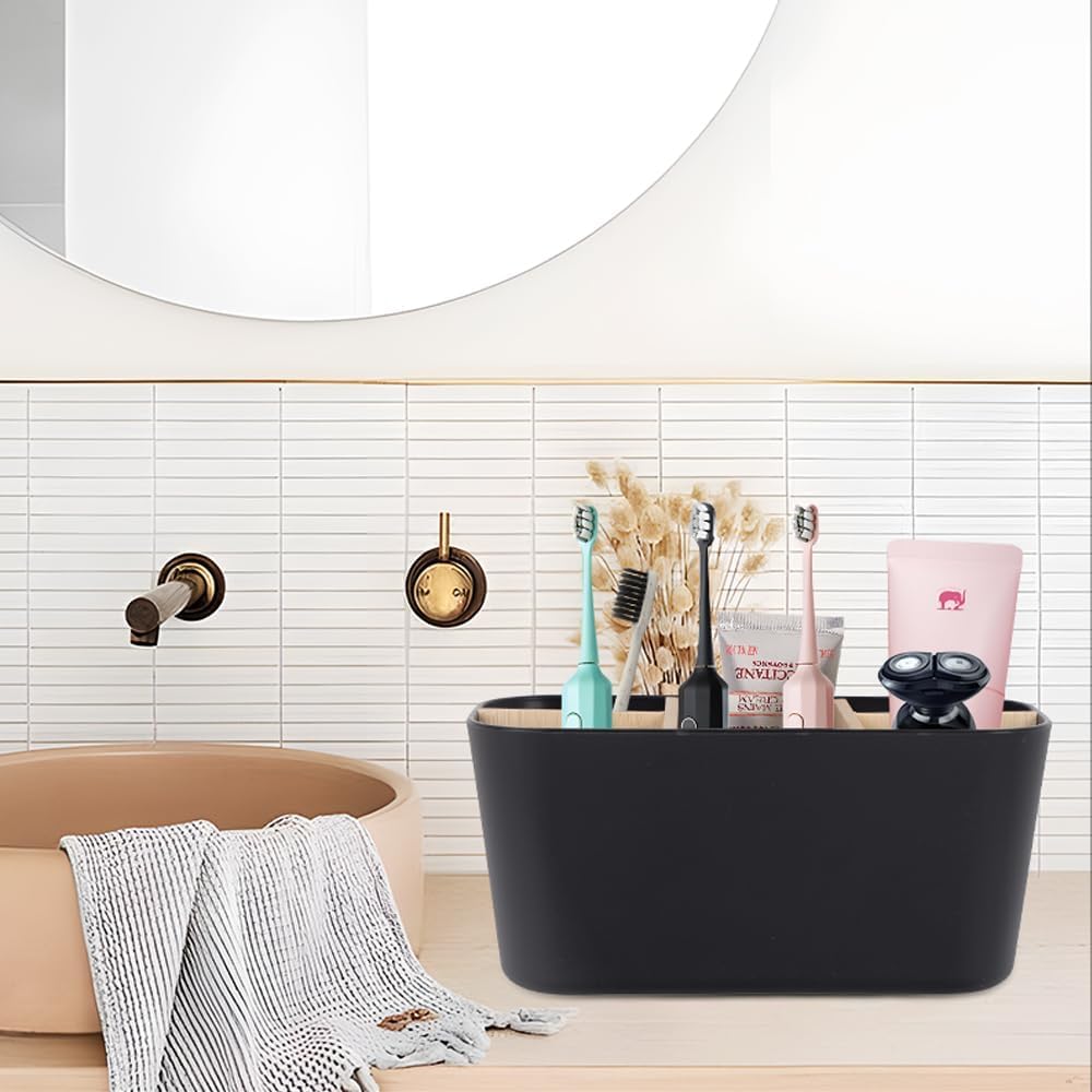 Support Brosse à Dents Bambou Anti-moisissure - Porte-Brosse Électrique avec Séparateurs Amovibles | Organisateur Salle de Bain pour Brosses - 7