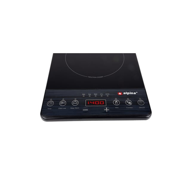 Piano cottura a induzione 2000W 1 fuoco Black Alpina Termostato regolabile