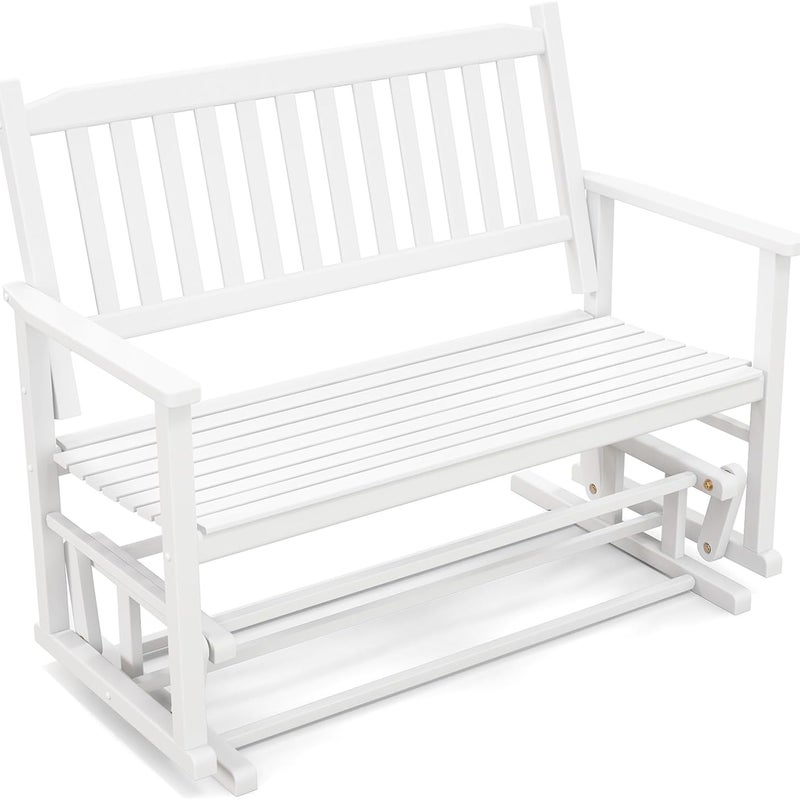 Ławka ogrodowa z delikatnym ruchem ślizgowym, 2-osobowa ławka drewniana, obciążenie do 225 kg, ławka tarasowa, ławka do siedzenia na balkon,