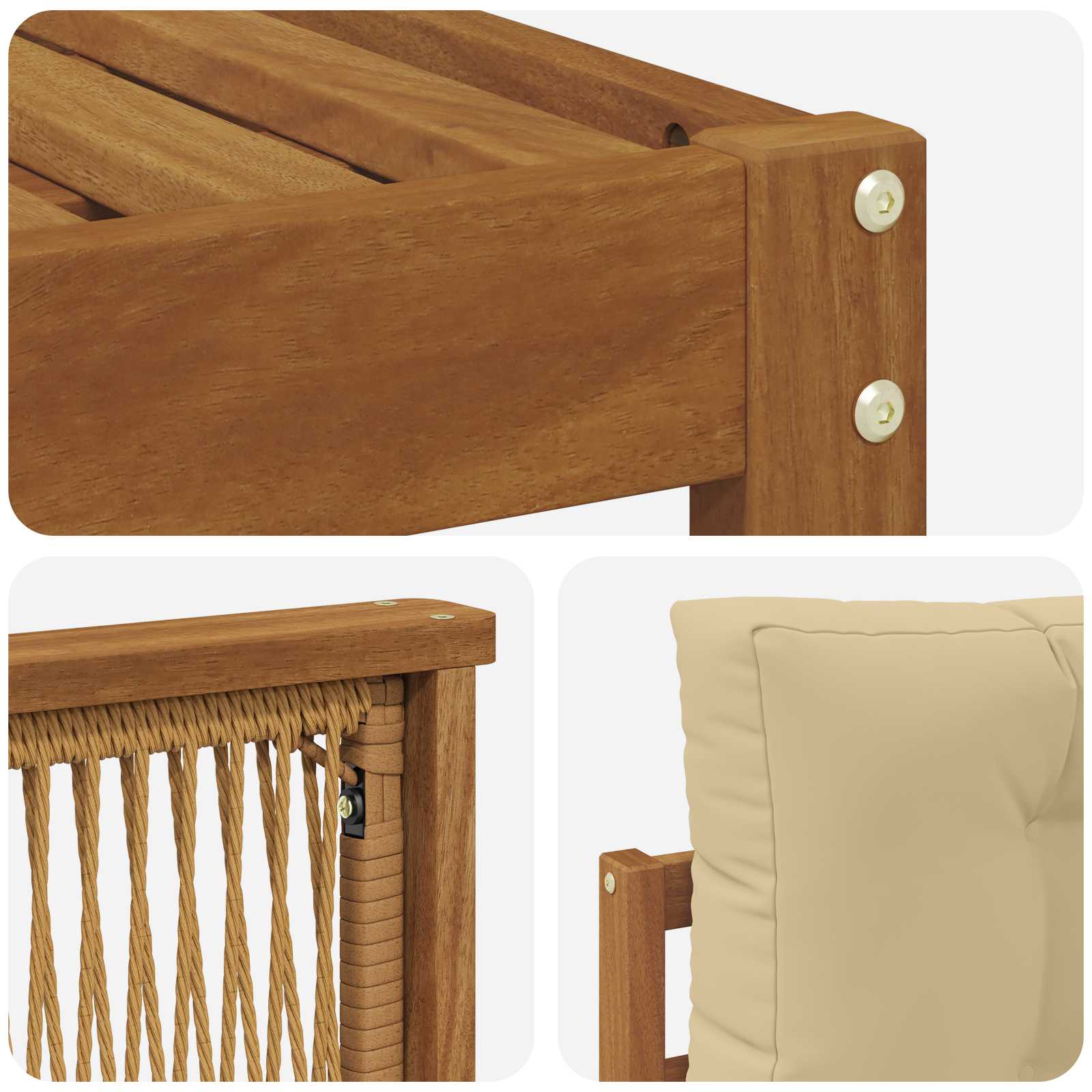 Ensemble de canapés d'extérieur 7 pc naturel et beige - 7
