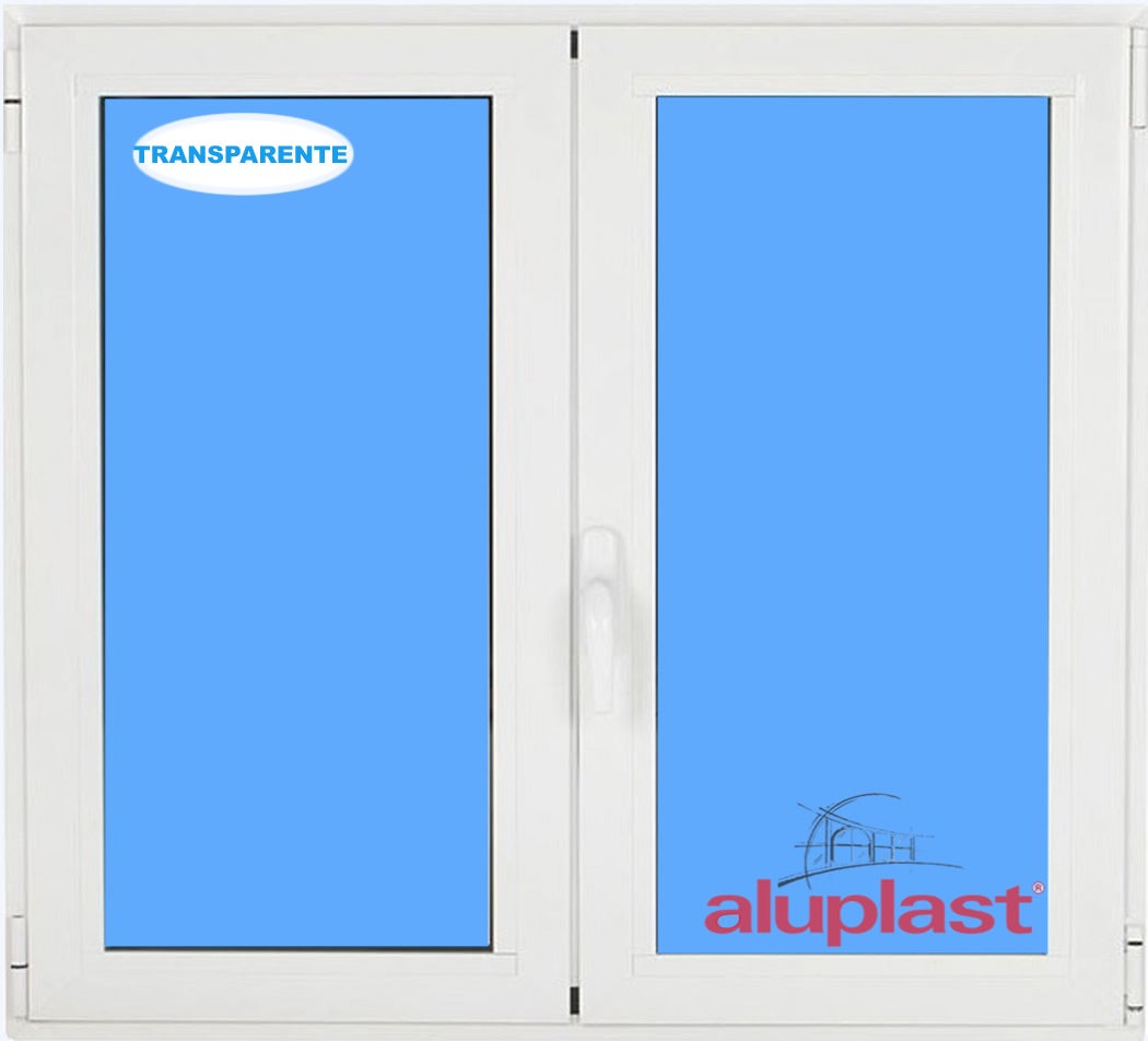 Ventana pvc 1000x1000 blanca 2 hojas oscilobatiente vidrio transparente