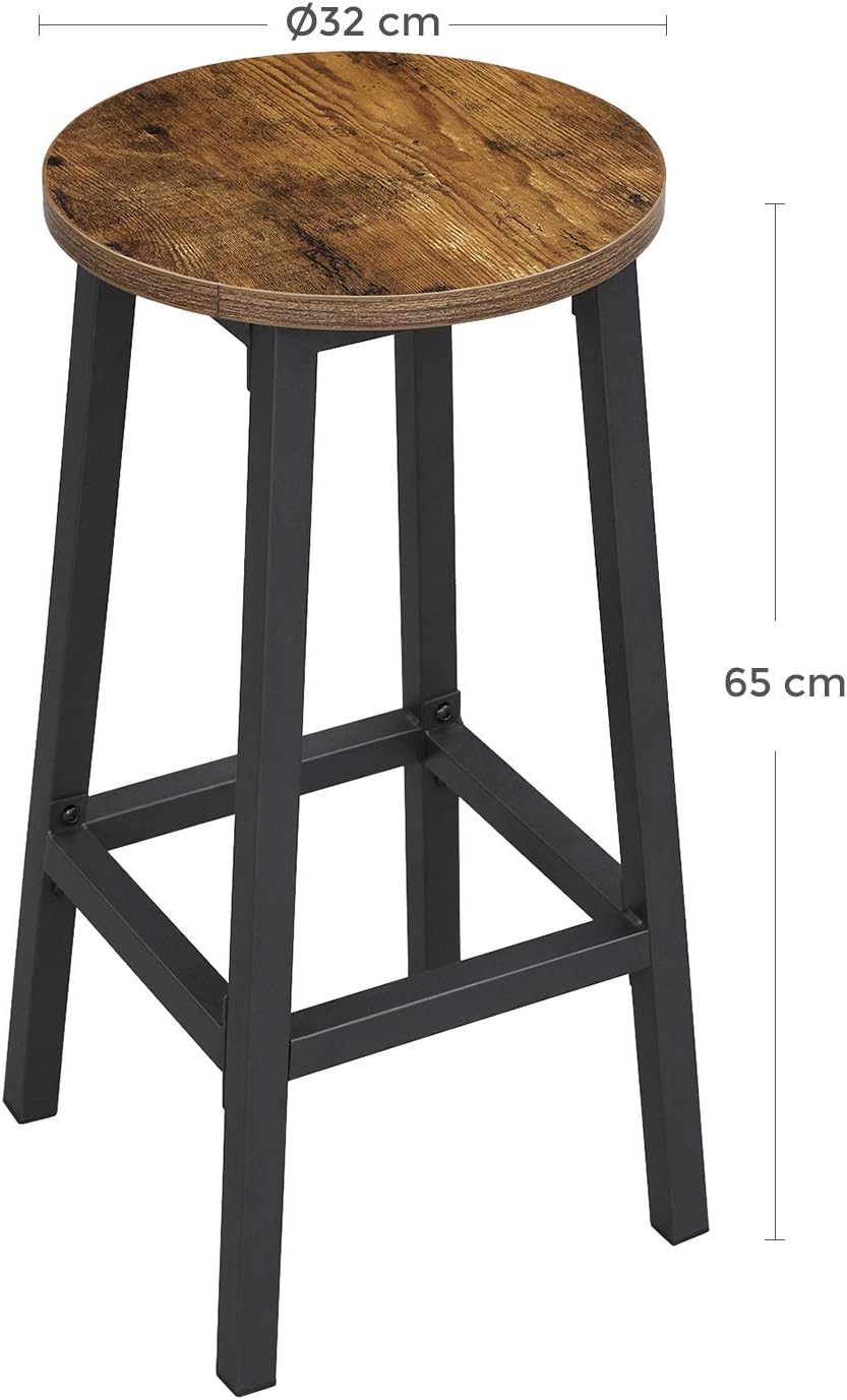 Tabouret De Bar, Lot De 2, Hauteur 65 Cm, Style Industriel, Marron Rustique - 5