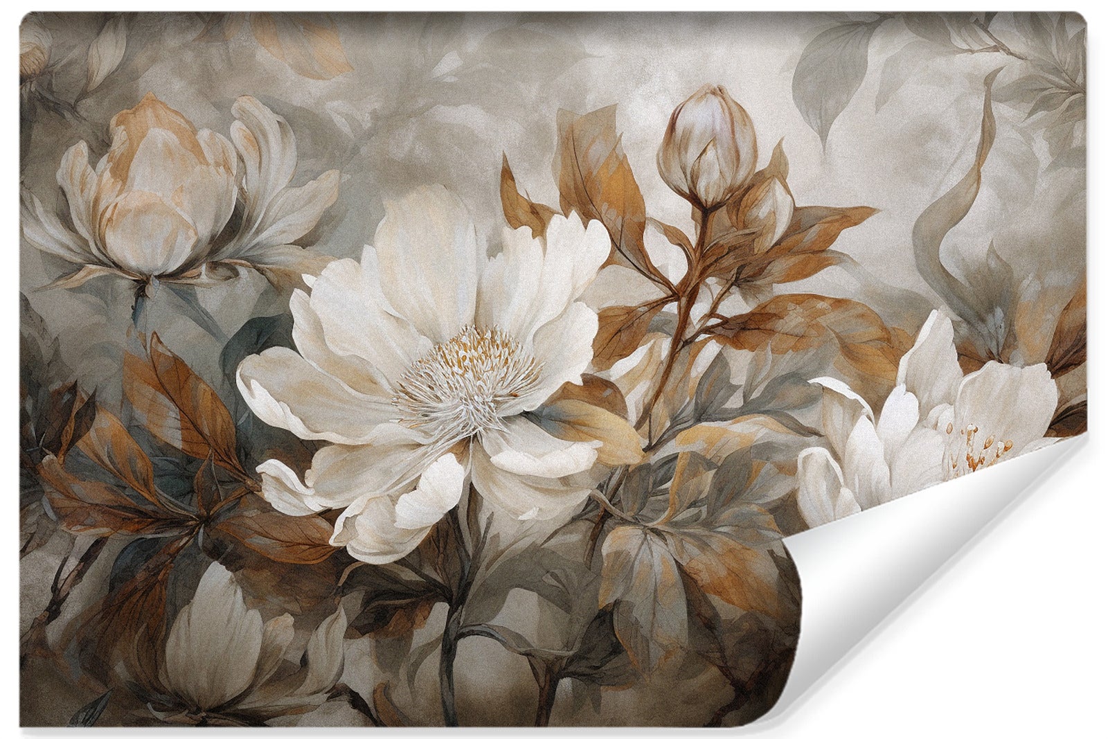 Papel pintado no tejido con foto flores hojas plantas para salón 360cm x 240cm