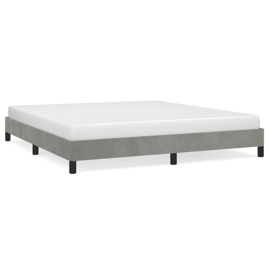 Cadre de lit sans matelas gris clair 180 x 200 cm velours - 2
