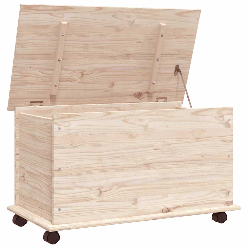 Coffre de rangement roulant en bois massif ALTA 73x39,5x43 cm ...