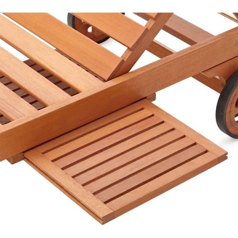 Lot de 2 transats bains de soleil en teck massif brut 202cm avec tablette et dossier réglable - 4