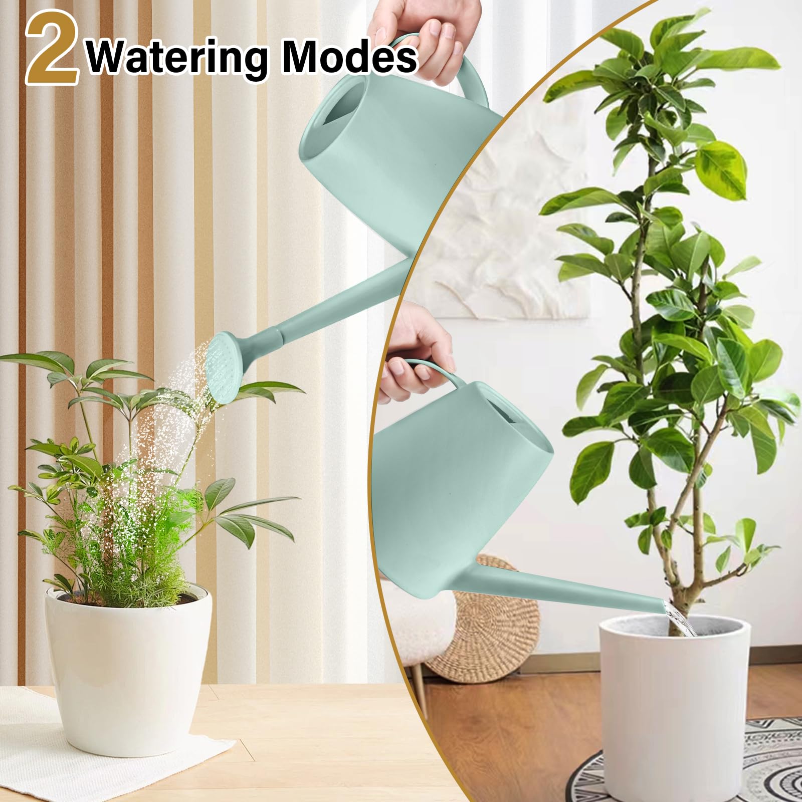 Outils jardinage, arrosoirs, arroseurs de jardin, distributeurs d'eau portables à long tube, convient aux plantes vertes d'intérieur 2pc(vert menthe) - 4