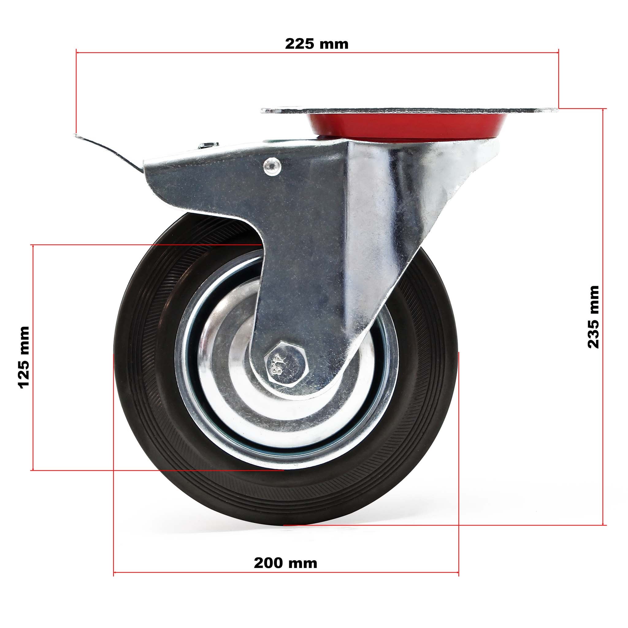 VEVOR Ruote Girevoli Rotelle Industriali VEVOR - Set Da 4 Con Freni, Portata 318kg L'una, Per Carrelli E Banchi Maniglia Rotale Vevor