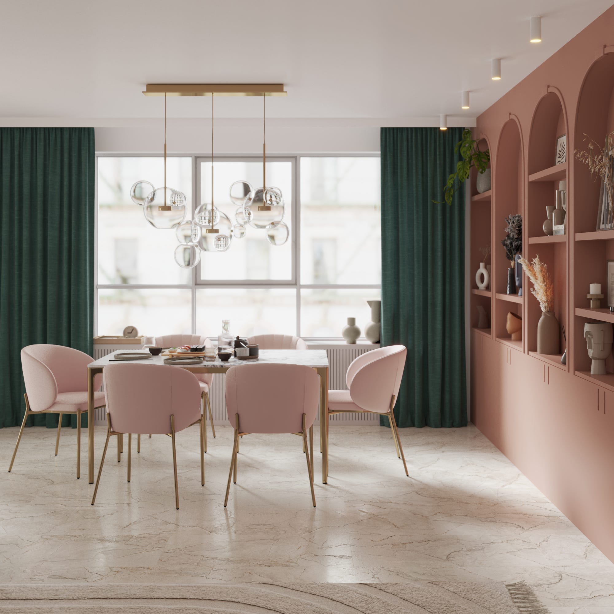 Suelo vinílico click intenso ARTENS - BLUSH mármol blanco - 1,67 m²/ 4 Losetas - 4
