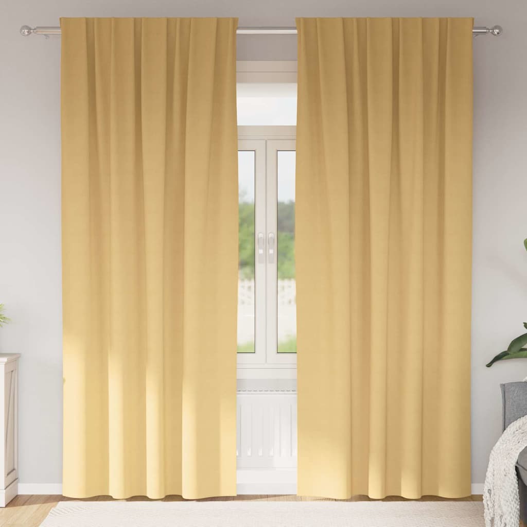 Firany blackout z kółkami 2 pcs Beżowy 260 x 140 cm Poliester vidaXL