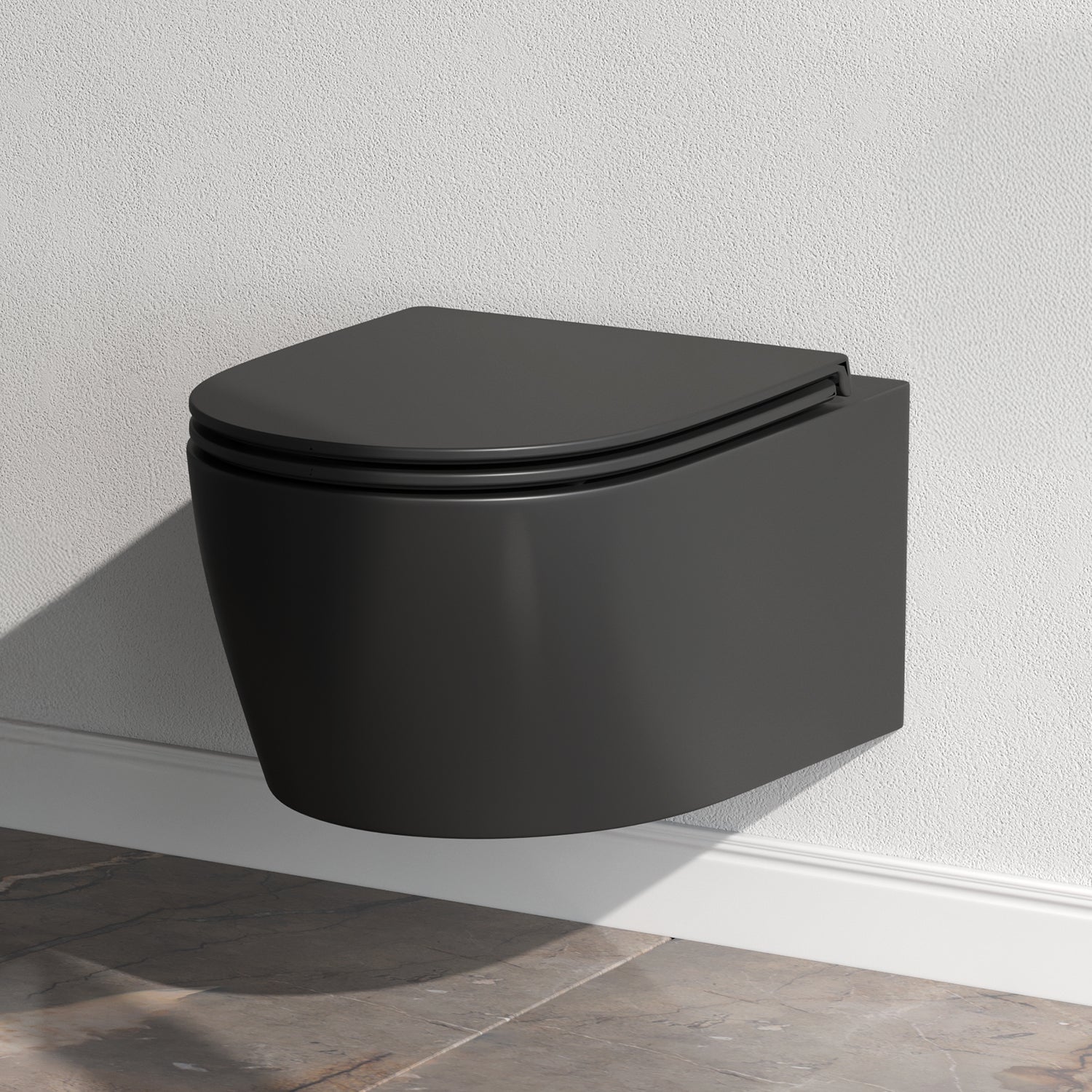 Pack WC suspendu bâti mural et cuvette Plaque Round Noire Pack WC Bati-support AM.PM X-Joy S - 2